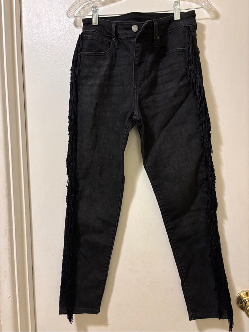 Levi's Black Skinny Jeans with Side Fringe vintage